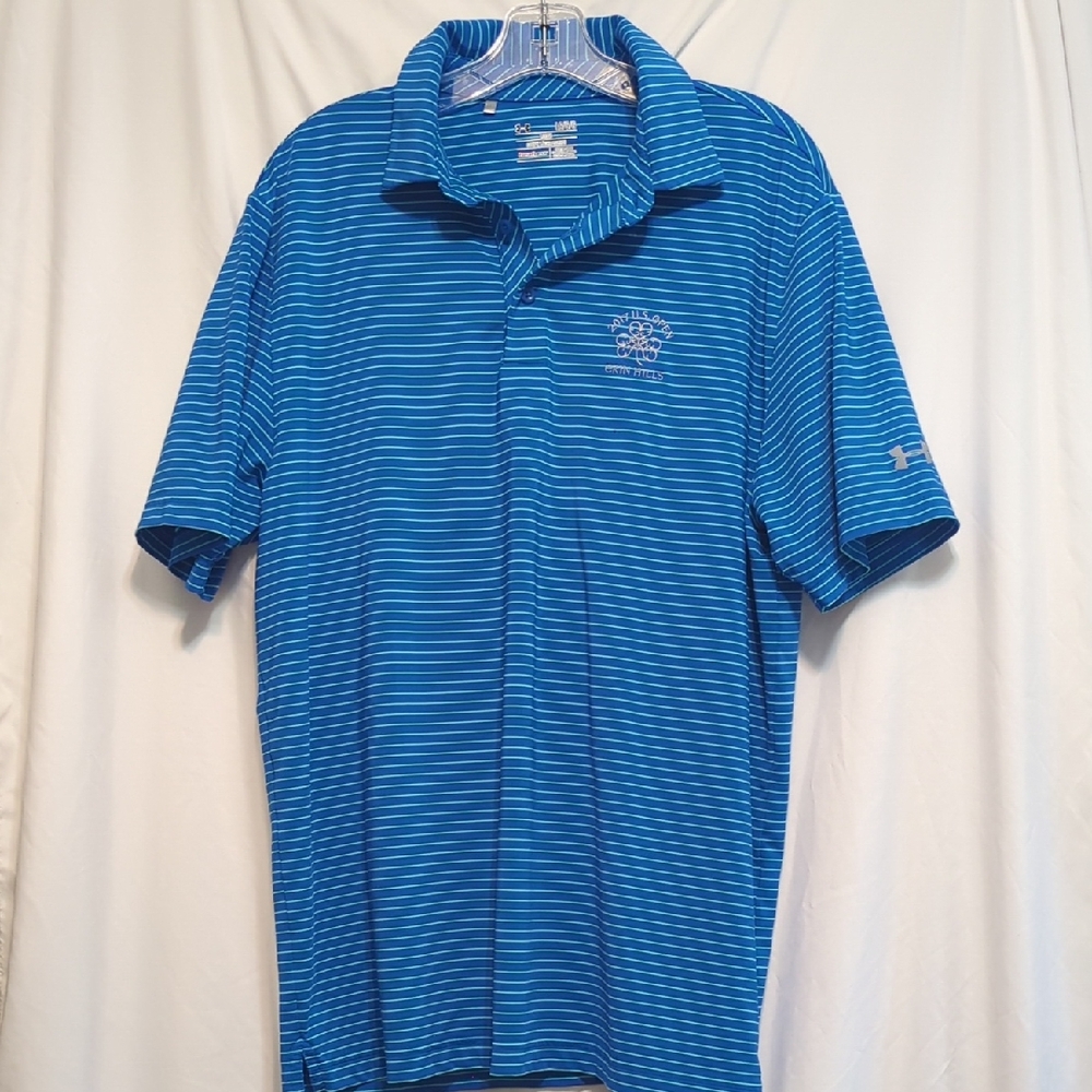 Under Armour Blue 2017 US Open Polo Shirt with Stripes